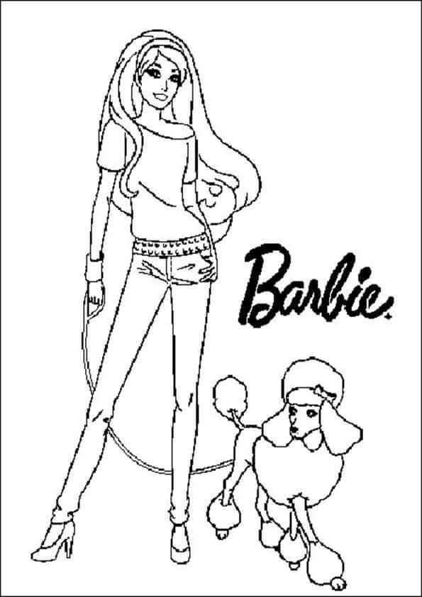 dibujos para colorear de barbie con su perrito