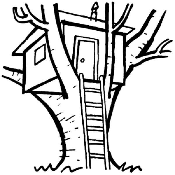 dibujos para colorear de casas en un árbol