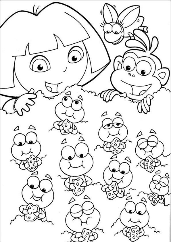 dibujos para colorear de Dora comiendo