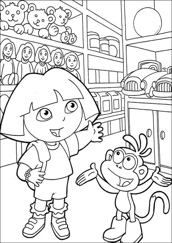 dibujos para colorear de Dora en la tienda
