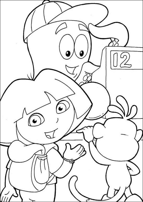 dibujos para colorear de Dora comprando