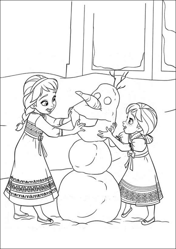dibujos para colorear de frozen haciendo un muñeco