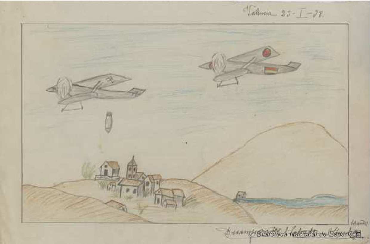 Dibujos hechos por los niños durante la guerra civil española bombardeo